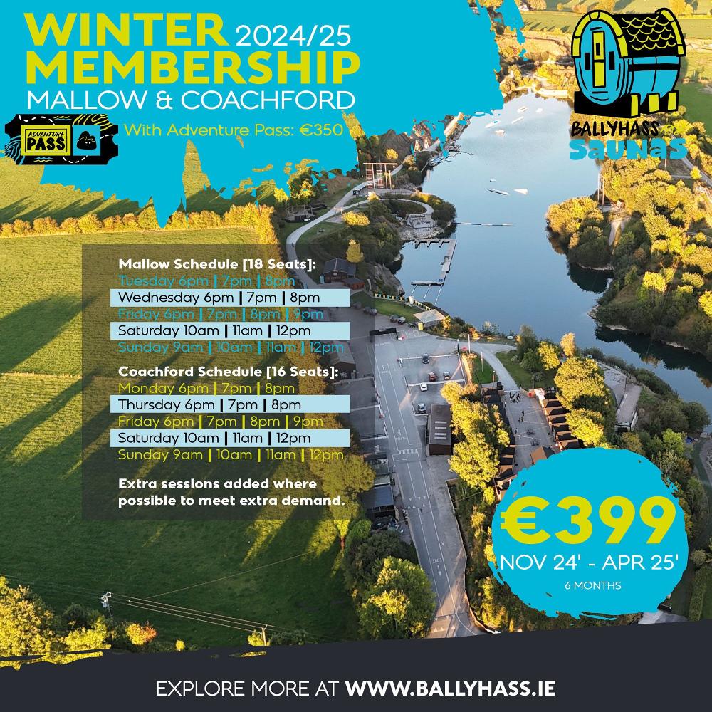 *New* Winter Sauna Membership 2024/2025 - Mallow and Coachford