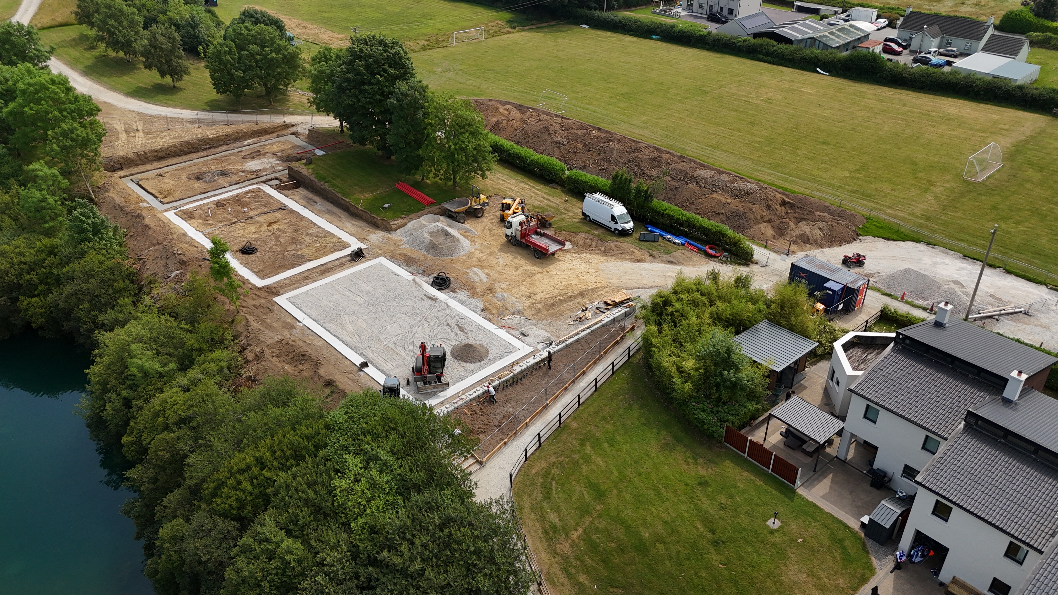 Aerial view of the Ballyhass Padel site during construction